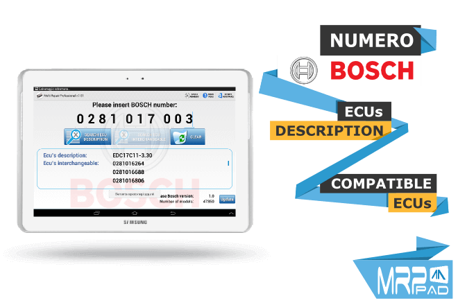MRPPad version 1.80 Bosch number description